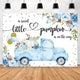 Aperturee Boy Baby Shower Backdrop 7x5 Blue Fall Pumpkin Vinyl Banner