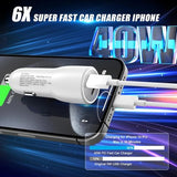 Two white dual USB-C car chargers with 3.3ft USB-C cables, 40W PD 3.0 fast charging, 2-pack set - view 2