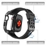 Wohben Rugged Armor Pro black TPU case with stainless steel band for Apple Watch 44mm and 45mm - view 4