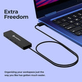 Nov8tech black aluminum 4-port USB 3.0 hub with 2ft cable, four USB-A ports visible on front panel - view 7
