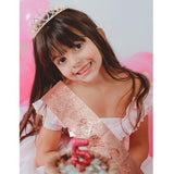 CIEHER rose gold glitter rhinestone birthday crown and 61-inch glitter sash set for girls 5th birthday party - view 2