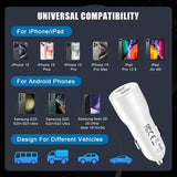 Two white dual USB-C car chargers with 3.3ft USB-C cables, 40W PD 3.0 fast charging, 2-pack set - view 3