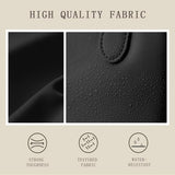 YNGVE black PU leather makeup bag with zipper closure and handle, compact travel toiletry organizer 8.27x3.15x7.48 inches - view 3