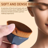 Easyhut blue aluminum hexagon handle flat top kabuki foundation brush with protective storage case on white background - view 5