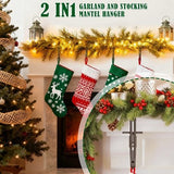 Set of 6 black metal adjustable fireplace mantle stocking and garland hangers with rubber protective pads - view 2
