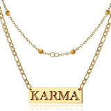 18K gold-plated double-layer Figaro chain necklace with Karma nameplate pendant, Taylor Swift Eras Tour fan accessory