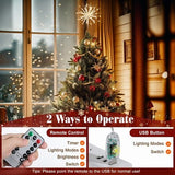 Lewondr 12-inch gold glitter snowflake Christmas tree topper with 30 warm LED lights and remote control - view 5