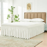 Ivory wrap-around bed skirt with ruffled 15-inch drop on a king-size bed, Biscaynebay elastic easy-fit dust ruffle - view 2