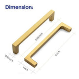 Ten brushed brass square bar cabinet drawer pulls by Ravinte with 5-inch center-to-center spacing on white background - view 3
