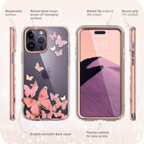 Pink butterfly full-body TPU iPhone 14 Pro case with built-in screen protector and raised camera bezels - view 6