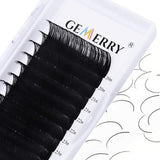 Gemerry classic individual eyelash extensions tray with 12 rows of mixed 8-14mm matte black C curl lashes on foil backing