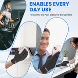 Dim grey fingerless arthritis compression gloves with anti-slip dot grip pattern on palm, shown on hand for pain relief - view 6