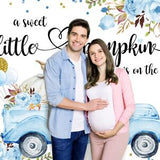 Aperturee 7x5 blue fall pumpkin It's a Boy baby shower photography backdrop banner on vinyl cloth - view 5