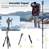 UBeesize 71-inch silver aluminum travel tripod with 360-degree ball head extended full height with phone mount adapter included - view 7