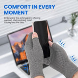 Light gray fingerless compression gloves with anti-slip dot gel palms for arthritis pain relief, size medium - view 5