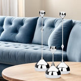 LHQOO Silver Taper Candle Holders 13.78" Tall – Set of 3 Modern Centerpiece — view 6 of 7