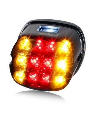 NTHREEAUTO smoked lens LED tail light assembly with wiring adapter for Harley Davidson motorcycles