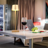 Gold aluminum cordless rechargeable table lamp 14 inches tall with cone shade and touch dimming control for indoor outdoor use - view 7