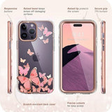 i-Blason clear glitter butterfly iPhone 14 Pro case with rose gold frame and built-in screen protector, full 360 coverage - view 6
