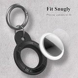 Black TPU AirTag protective case with keychain ring and screen protector films, carbon fiber texture, by Eyamumo - view 3