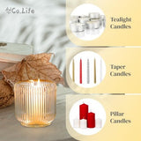 Set of 6 clear ribbed glass candle holders measuring 3.5 inches, suitable for votive, taper, and tea light candles - view 3