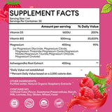 Three 3oz bottles of M inch raspberry-flavored 8-in-1 magnesium liquid drops arranged together on white background - view 2