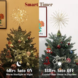 Lewondr 12-inch gold glitter snowflake Christmas tree topper with 30 warm LED lights and remote control - view 4