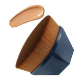 Easyhut blue aluminum hexagon handle flat top kabuki foundation brush with protective storage case on white background