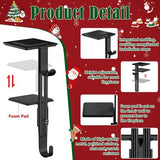 Set of 6 black metal adjustable fireplace mantle stocking and garland hangers with rubber protective pads - view 5