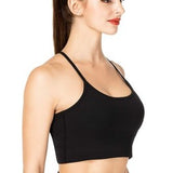 Sunzel black racerback cropped tank sports bra with built-in shelf bra and padded support for women, size M - view 3
