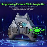 Gray remote control dinosaur car toy with open mouth, spray feature and launching cannon for kids - view 4