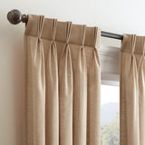 Waverly Serendipity linen pinch pleat light filtering window curtain panel 25x95 inches hanging on rod - view 3