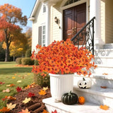 Grunyia 7-stem artificial fall flowers with orange, burgundy, and golden yellow blooms for outdoor porch planters - view 4