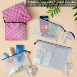 Pink Ricdecor extra large waterproof mesh beach tote bag with black handles and three matching pink zipper pouches - view 4