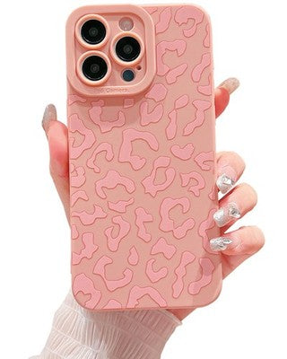 YUMUPIFE pink cheetah-print slim TPU case for iPhone 14 Pro Max with raised bezels and anti-slip textured edges