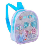 Disney Frozen 10-piece hair accessories bundle including bows, clips, hair ties, stickers, and Frozen-themed zipper storage bag - view 2