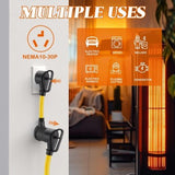 Yellow and black NEMA 10-30P male to 6-30R female dryer adapter with 10AWG copper wiring, 12-inch length - view 5