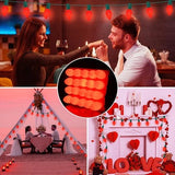 PASUTO 20-foot red C7 ceramic string lights with green wire and 22 glowing red bulbs for indoor and outdoor decor - view 6