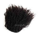 ViviaBella 20-inch kinky curly afro puff drawstring ponytail extension in jet black human hair with claw clips - view 3
