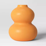 Two red ceramic gourd-shaped bud vases in coordinating heights by Room Essentials, styled on a shelf for floral decor - view 3