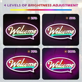 Motyeowe 16.9 inch LED neon-style welcome sign glowing white with adjustable brightness for bar or shop entrance - view 3