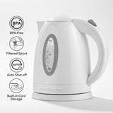 OVENTE KP72W white 1.7L electric kettle with stainless steel concealed heating element and water level gauge - view 4