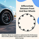Set of four black ABS plastic rim protectors for 21-inch Tesla Model Y Überturbine wheels shown individually on white background - view 6