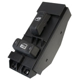 Black 12-pin passenger side power window switch with push button design for 2000-2002 Chevy Silverado and GMC Sierra