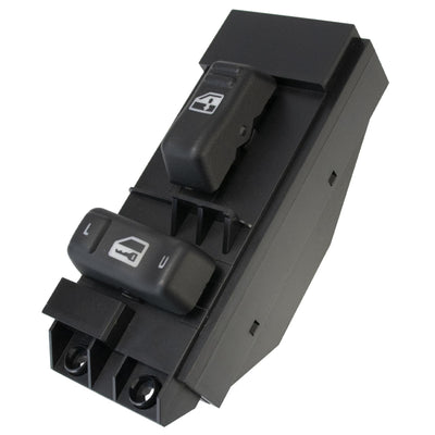 Black 12-pin passenger side power window switch with push button design for 2000-2002 Chevy Silverado and GMC Sierra