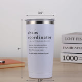 White 20oz Docik Chaos Coordinator insulated stainless steel tumbler with clear flip-top lid for women - view 2