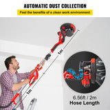 VEVOR red 850W electric drywall sander with 9-inch disc, folding telescoping handle, and LED light for wall sanding - view 4