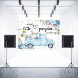 Aperturee Blue Fall Pumpkin Baby Shower Backdrop 7x5 Vinyl — view 4 of 6