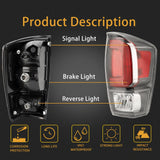 JX Racing left and right tail light assembly pair for 2016-2023 Toyota Tacoma with red lens and black ABS housing - view 7