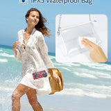 Clear PVC crossbody bag with silver metal chain strap, zippered closure, compact rectangle shape for stadium events - view 4